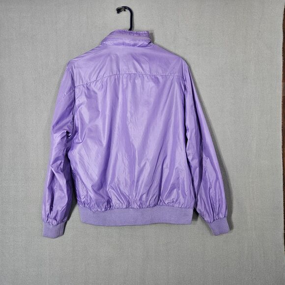 Vintage 80s Lacoste Izod Purple Windbreaker with Hidden Hood Full Zip Medium - Picture 4 of 9